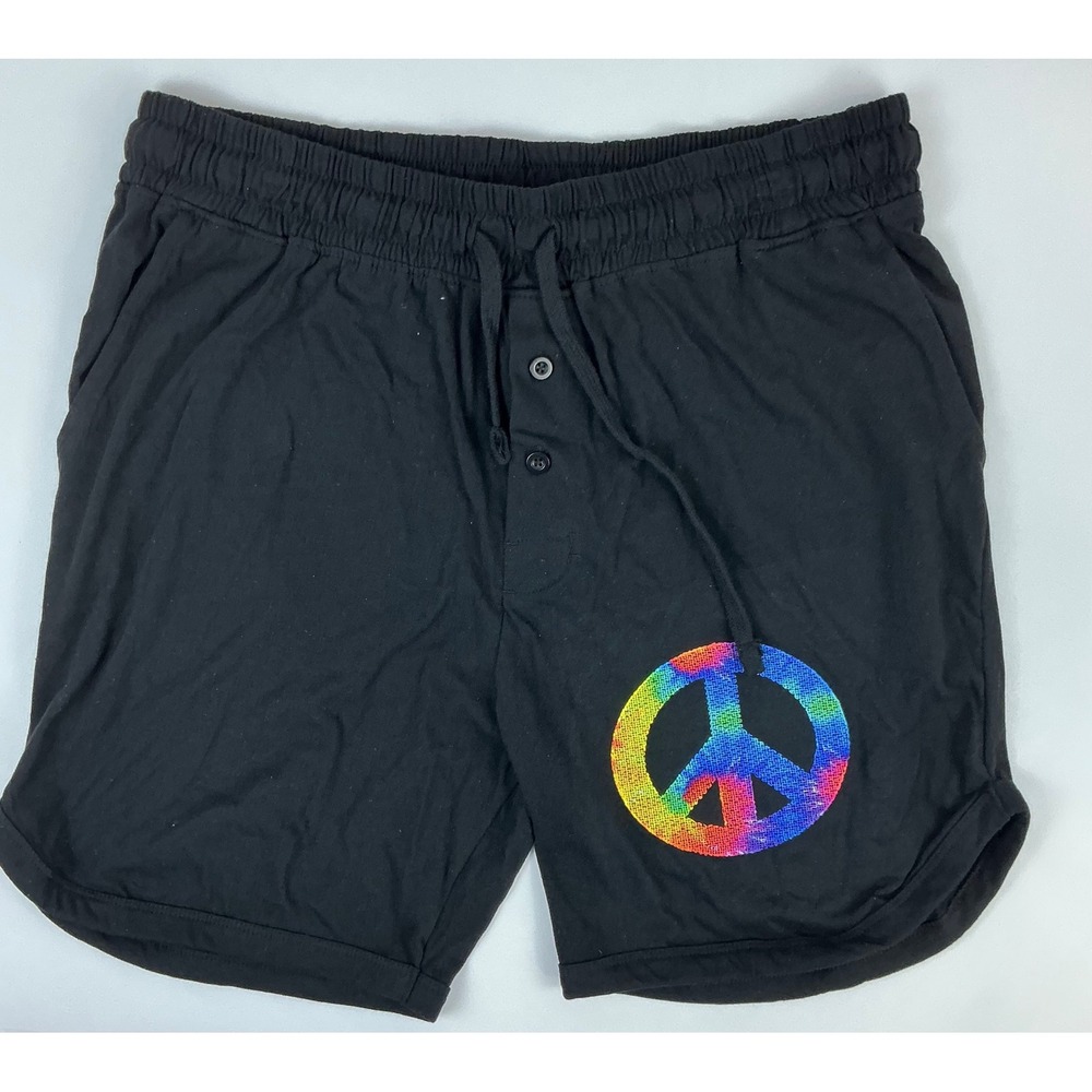Bioworld Pride Peace Sign Pixel Lounge Shorts Black Mens Size Medium MSRP‎ $28